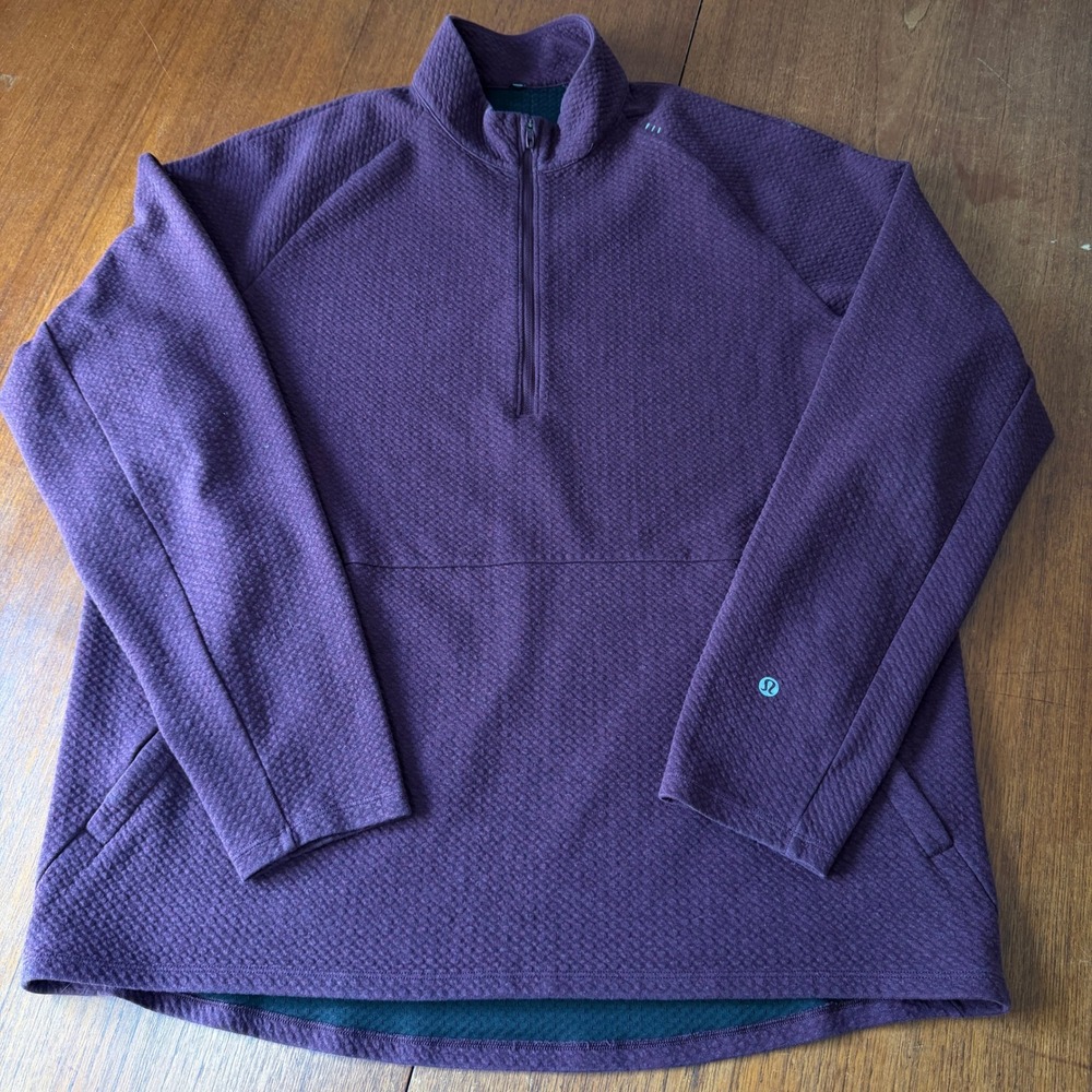 Lululemon Engineered Warmth Half Zip Pullover Purple Textured Knit Sweatshirt